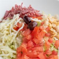 V'S Chopped Salad Lunch · Salami, chickpeas, mozzarella, olives, tomatoes and house creamy Italian dressing.