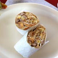 Sausage & Egg Burrito · included in burrito-  hash brown, 2 eggs, cheddar cheese, and salsa