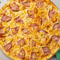 Ohana'S Pizza · Pineapples, Canadian bacon and mozzarella cheese baked on a hand-tossed dough