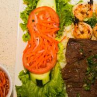 Cơm Tôm Bò · Steam Rice with Grill Shrimp & BBQ Beef Filet Mignon