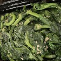 Sautéed Spinach · Daily fresh spinach cooked with light garlic sauce.