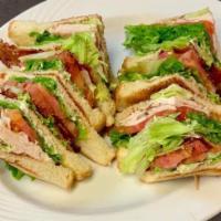 Club Sandwich  · Roast turkey cooked daily in the house, bacon, lettuce, tomato, and mayo.