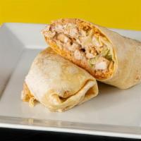 Burritos · Flour tortilla filled with rice, beans, lettuce, cotija cheese, and your choice of chicken, ...