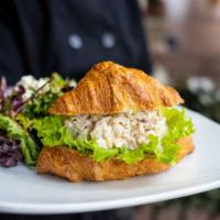 Chicken Salad Croissant · House made Chicken Salad with Red Onions, Celery, and Green Leaf Lettuce on a fresh baked Cr...