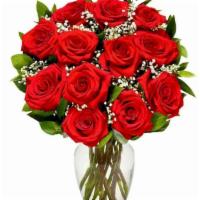 Classic Red · Dozen Roses Arrangement With Vase (Vase Will  Vary)