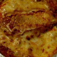 Chicken Parmigiana · Topped w/ marinara sauce, mozzerella cheese and spaghetti.