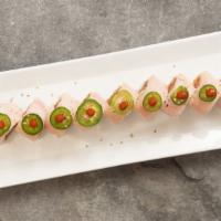Euclid Roll · in: Spicy tuna, Avocado, 
       Cilantro,Cucumber
out: Yellotail and Jalapeno