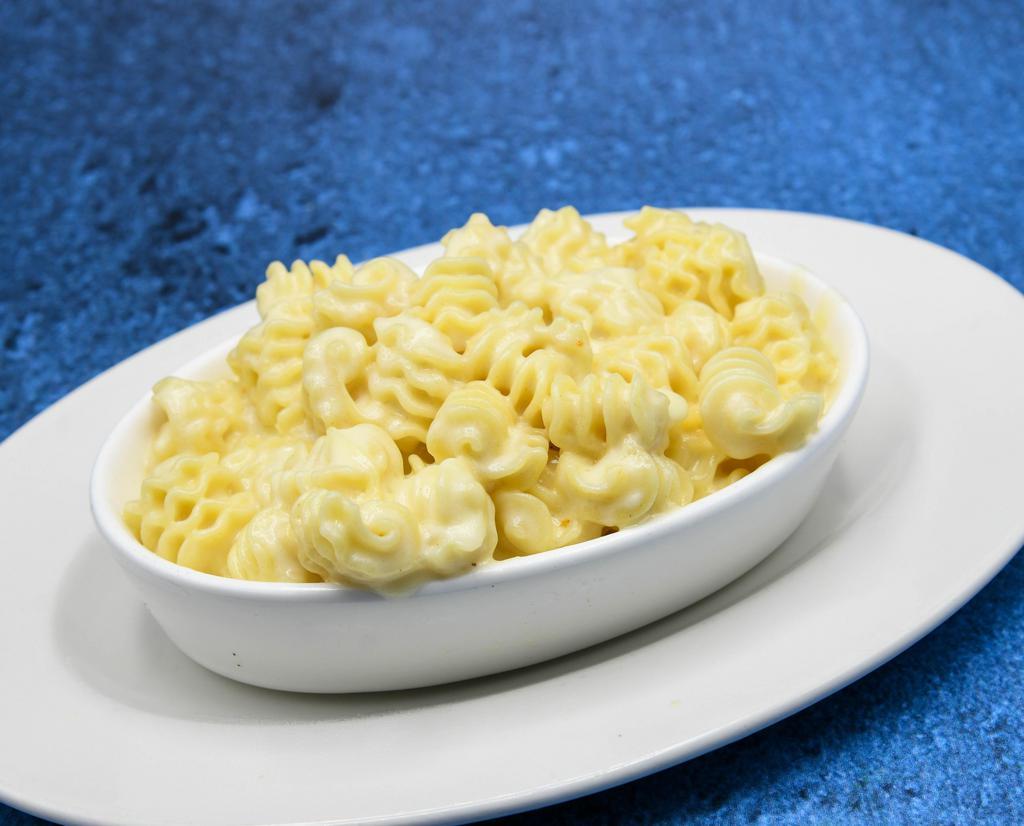 Kids Mac N Cheese · Radiatori pasta, house-made cheese sauce, Parmesan, served with kids drink and side.