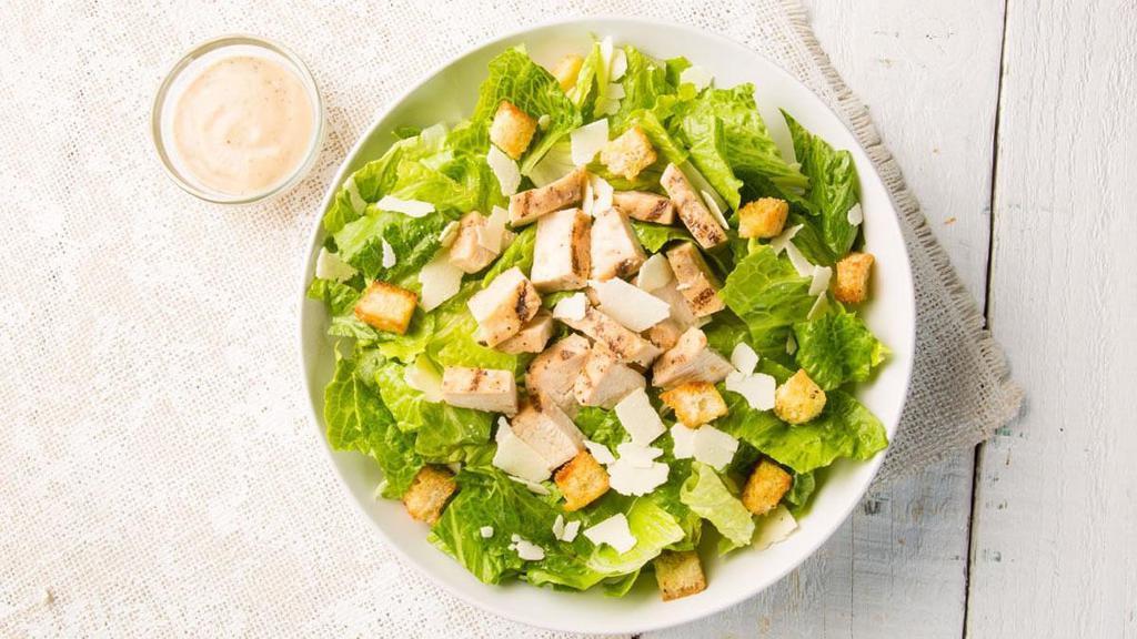 Chicken Caesar  · Romaine, grilled chicken, Parmesan, house-made croutons & Caesar dressing. 460 cal per person