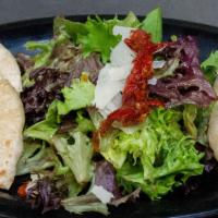 Mixed Green Side Salad · Mixed Greens, Sun-Dried Tomatoes, Parmesan, Balsamic Dressing