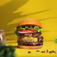 Vegan Mushroom & Cheese Burger · Seasoned plant-based patty topped with mushrooms, melted vegan cheese, lettuce, tomato, onio...