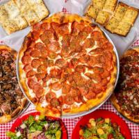 Pizza Party Package For 15 People · Pizza Party Package for 15 people! Choose up to 6 different Specialty Pizzas, 4 - 2 Liter So...