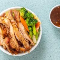 Bbq Chicken Bowl · Served with a Choice of Chow Mein and Fried Rice