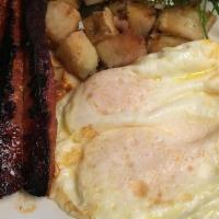 Linguica + 3 Eggs · Choice of country potatoes or hash browns.