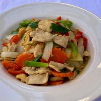 Cashew Nut · Roasted cashews, zucchini, carrots, bell peppers, & onions