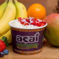 The Hawaiian Acai · Blend: acai, pineapple, strawberries and guarana. Topping: granola, banana, coconut shreds a...