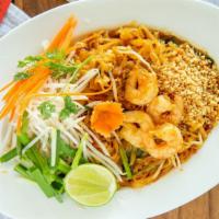 Pad Thai · Pan fried noodles with egg, bean sprouts, chives and ground peanut. Sautéed with sweet tamar...