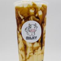 Tiger Milk · Fresh Milk swirled in Black Sugar with Black Sugar Boba.