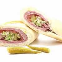 Salami Sandwich · Made on a 10-inch French baguette with dry salami, provolone cheese, mayonnaise, lettuce, to...