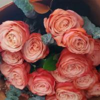 Two Dozen Khala Rose Bouquet · A beautiful bouquet of Peach/pink Rose mixed with Greenery and a beautiful wrapping.  2 Doze...