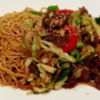 Beef Yakisoba · beef, vegetables w/ pan fried noodle