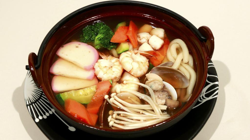 Seafood Udon · shrimp, bay scallop, clam, vegetable, & thick noodle soup