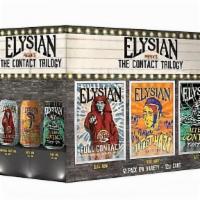 Elysian Brewing The Contact Trilogy Variety 12 Pack · Full Contact Imperial Hazy IPA, Contact Haze Hazy IPA, and Altered Contact Tart IPA.