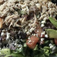 Grilled Chicken Salad · Everything in the Greek Salad and avocado topped with chicken