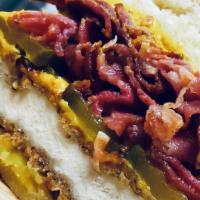 Chicken Pastrami Sandwich · Crispy White Chicken Breast, Slow Roasted Pastrami, Banana Peppers, Butter Pickles, Mayo and...