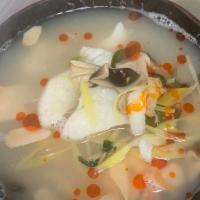 Seafood Soup · Seafood soup with fish, shrimp, squid, and mussel.
