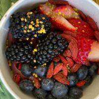 Berry Me Bowl · Signature Bowl with our Premium Organic Acai, Strawberries, Blueberries, Blackberries, Grano...