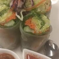 Egg Rolls · Four pieces. Egg rolls filled with mixed vegetables and glass noodles. Golden-fried and serv...