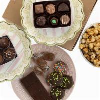 What’S Mine Is Yours Box · Box includes: ½ lb. assorted chocolate traditional box, ½ lb. Sea salt caramel popcorn with ...