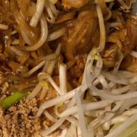 Pad Thai · Stir-fried noodles with bean sprout, eggs, ground peanuts, and green onions.