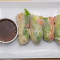 Fresh Spring Rolls · Vegetable, tofu and wrapped in rice paper served with Thai time spring roll sauce.