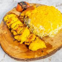 Chicken Kabob Plate · Marinated boneless leg and thigh.