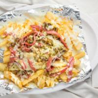 Ivy Special Fries · Melted mozzarella cheese fries with mushrooms and mortadella.