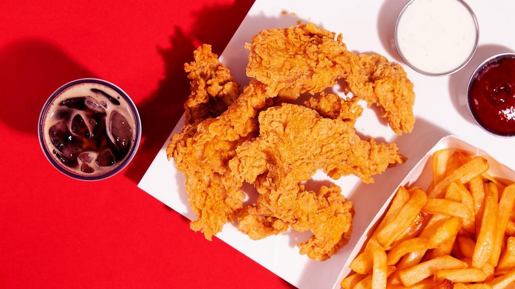 The Grant · 6 crispy fried chicken tenders with a choice of side.