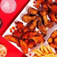 The Andrea · 20 crispy fried chicken wings with a choice of 2 sides.