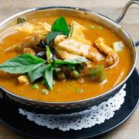 Red Curry · Bamboo Shoots, Green Peas, Carrot, Eggplant, Green Bell Pepper, Sweet Basil, Coconut Milk, R...
