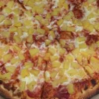 Hawaiian Pizza · Pizza sauce, Canadian bacon and pineapple.