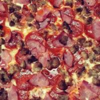 Gluten Free Meat Lovers Pizza · Pizza sauce, pepperoni, Canadian bacon, sausage, meatball and salami.