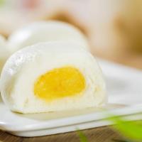 Steamed Custard Buns · Vegetarian, 3 pieces.