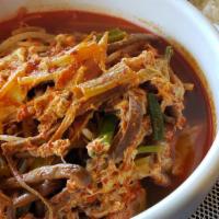 Yook Gye Jang (부가 육개장) · Korean traditional spicy soup with beef, vegetable, side dish