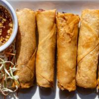 Egg Rolls - Veggie Or Chicken (5) · Fried egg roll wrapper filled with cabbage, onion, carrot, and vermicelli. Served with house...