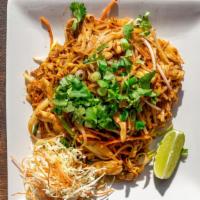Pad Thai · Choice of protein, thin rice noodle, bean sprout, carrot, egg, green onion, and onion. Serve...