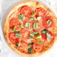 Medium Pizza Margherita · 8 slices, 14 inch. Fresh tomato sauce, fresh mozzarella, extra virgin olive oil, fresh basil.