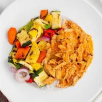 Thai Chicken Curry Bowl (Gf) · Authentic thai curry made with free-range chicken, with a slight spiciness from slowly cooke...