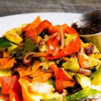 Grilled Veggie Bowl (Gf) (V) · Freshly grilled seasonal vegetables on your choice of basmati rice, organic brown rice or ou...