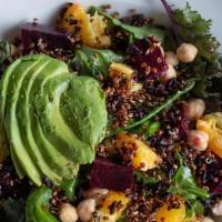 Quinoa & Power Greens Salad (Gf) (Ve) · Organic quinoa, black rice, wild baby arugula, baby kale, baby spinach, roasted beets, local...